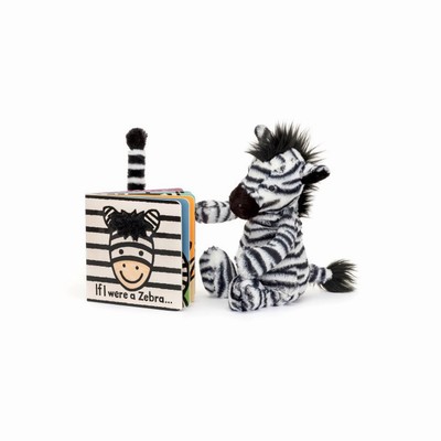 Jellycat If I Were A Zebra Board and Bashful Zebra Medium New Zealand | JYARZ4862